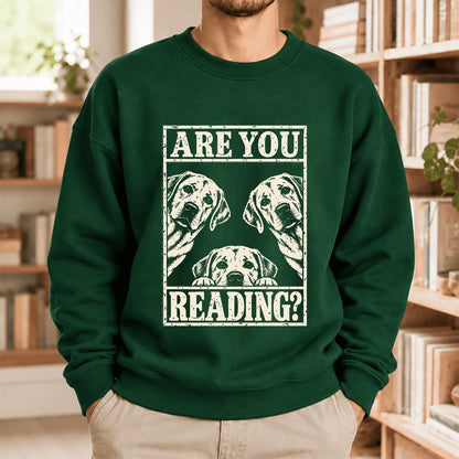 Are You Reading Labrador Retriever Softstyle Sweatshirt | Dog Lover Reader Gift Forest Green