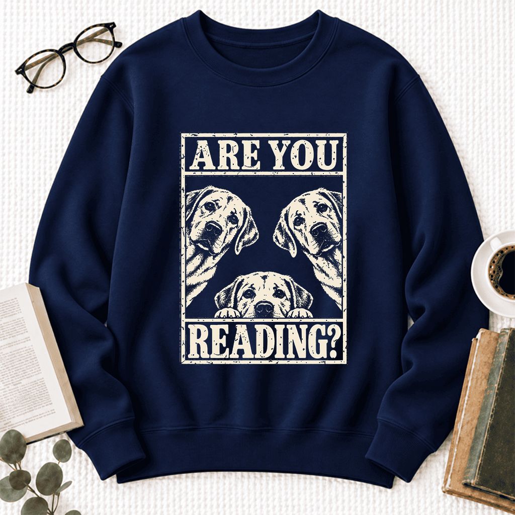 Are You Reading Labrador Retriever Softstyle Sweatshirt | Dog Lover Reader Gift Navy