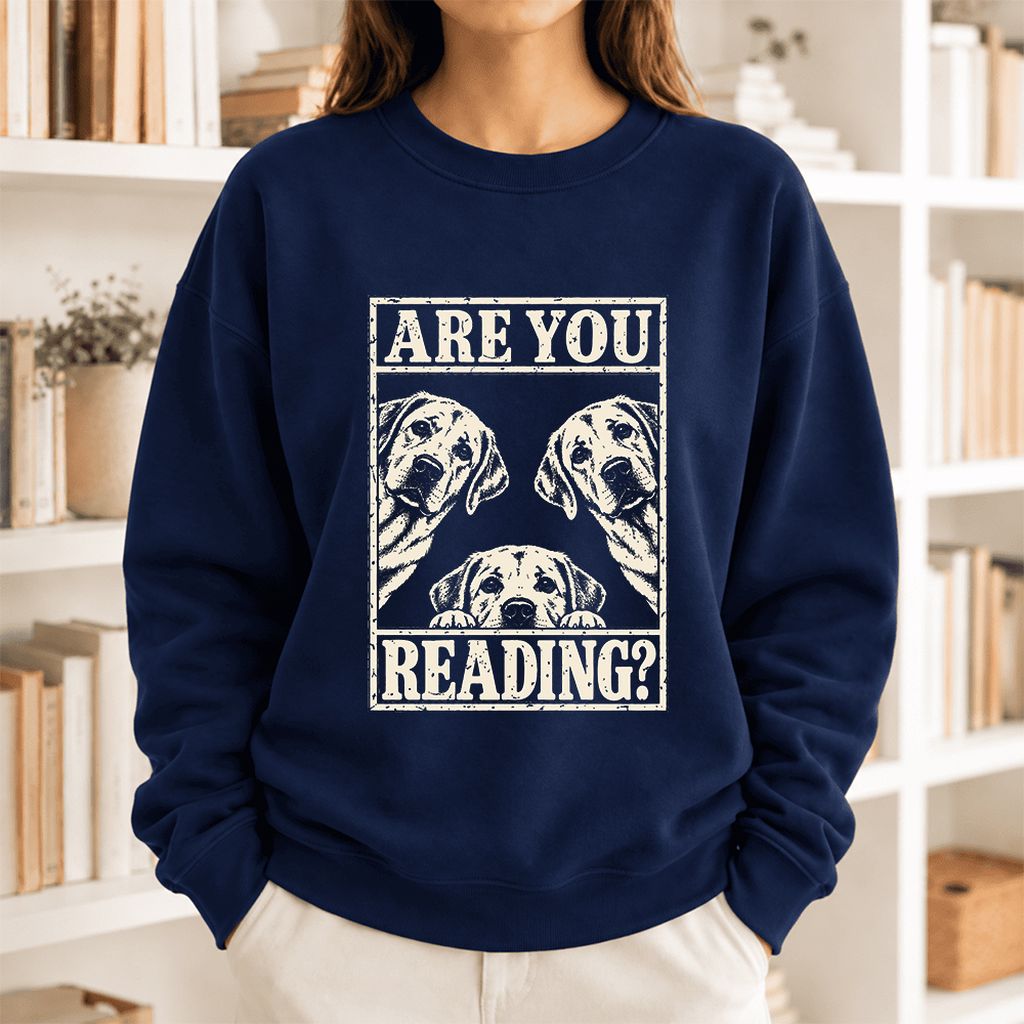 Are You Reading Labrador Retriever Softstyle Sweatshirt | Dog Lover Reader Gift Navy