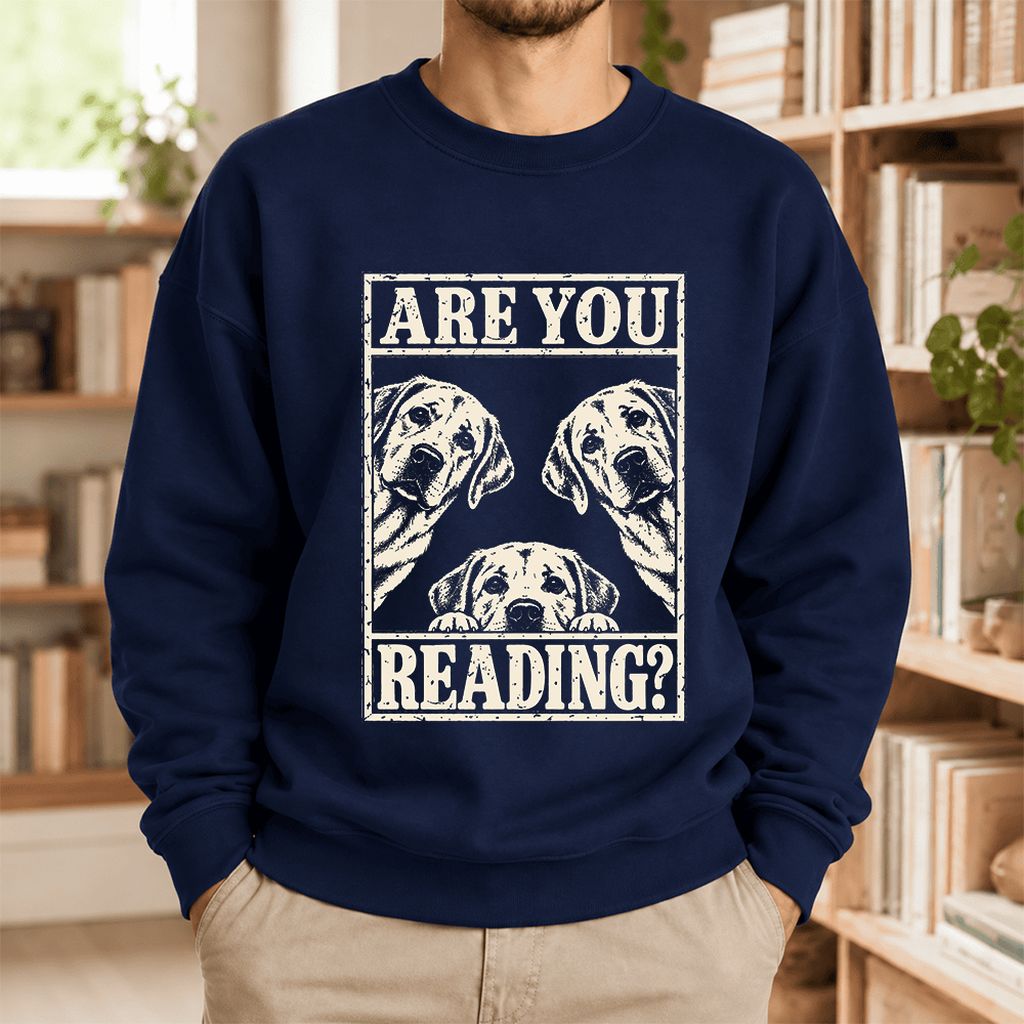 Are You Reading Labrador Retriever Softstyle Sweatshirt | Dog Lover Reader Gift Navy