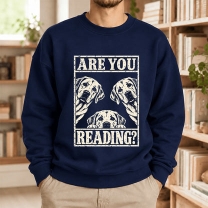 Are You Reading Labrador Retriever Softstyle Sweatshirt | Dog Lover Reader Gift Navy