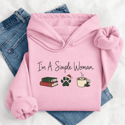 I'm A Simple Woman Softstyle Hoodie | Christmas Reader Gift Light Pink