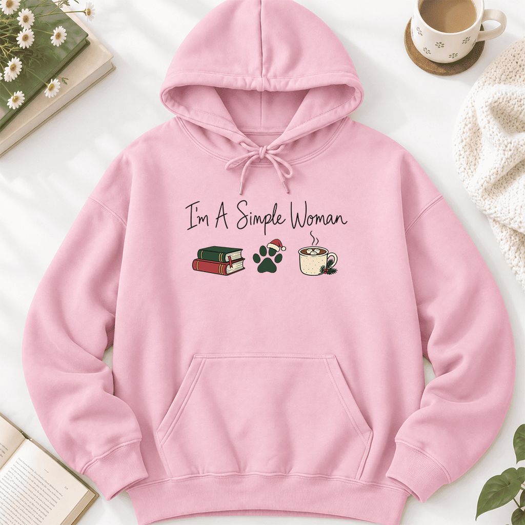 I'm A Simple Woman Softstyle Hoodie | Christmas Reader Gift Light Pink