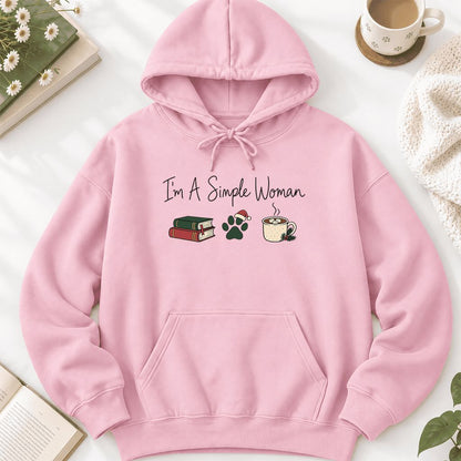 I'm A Simple Woman Softstyle Hoodie | Christmas Reader Gift Light Pink