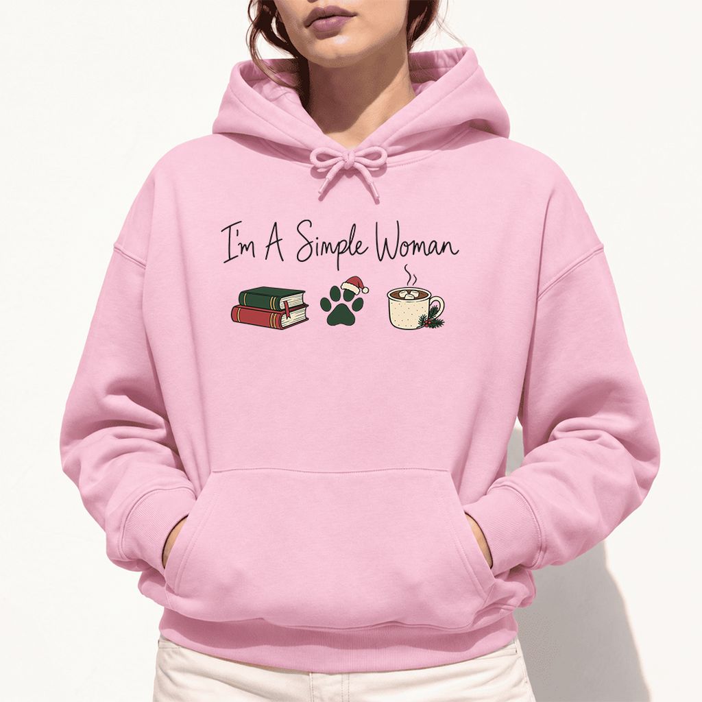 I'm A Simple Woman Softstyle Hoodie | Christmas Reader Gift Light Pink
