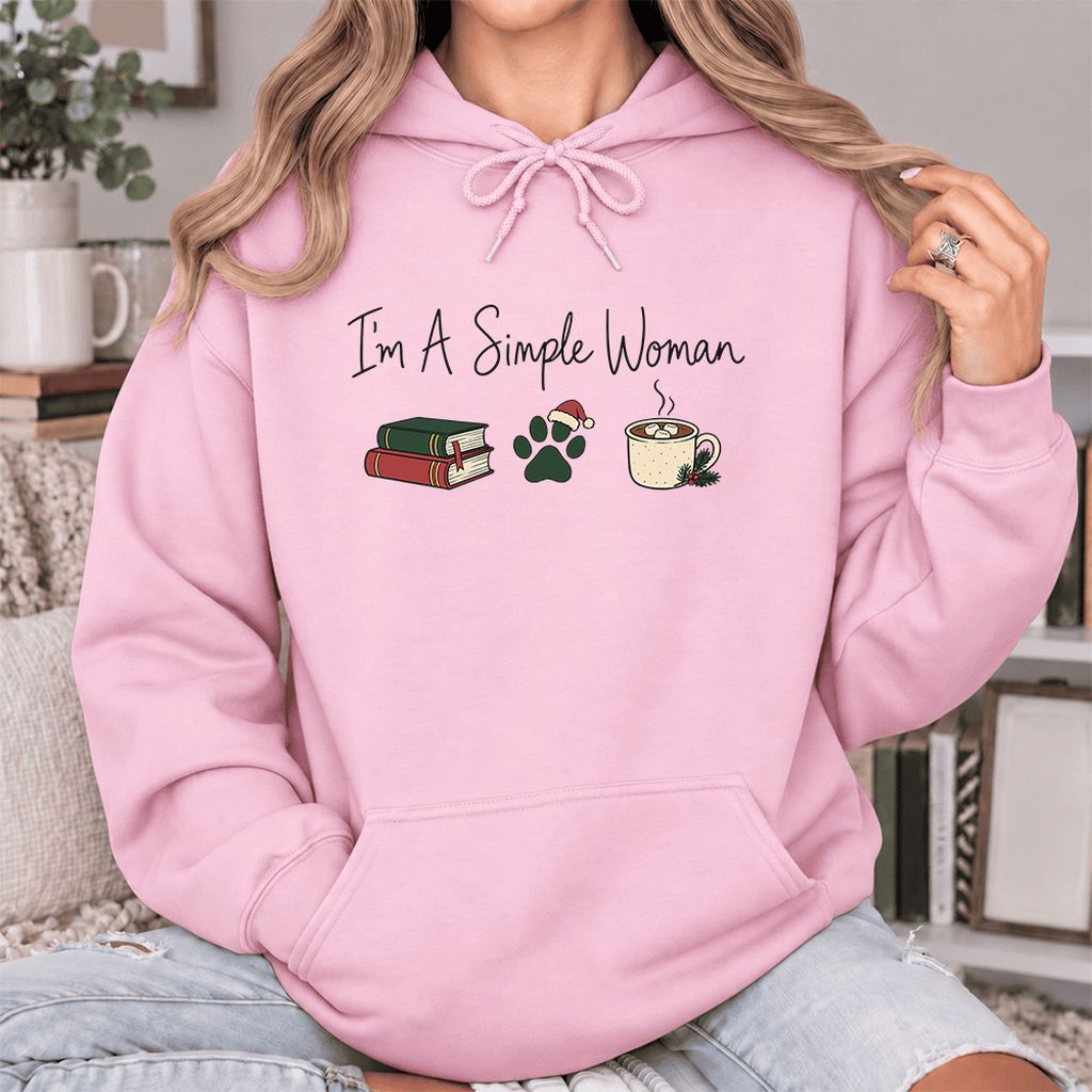 I'm A Simple Woman Softstyle Hoodie | Christmas Reader Gift Light Pink