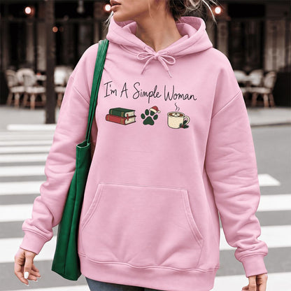 I'm A Simple Woman Softstyle Hoodie | Christmas Reader Gift Light Pink