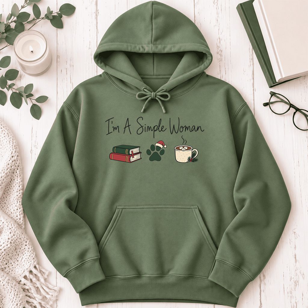 I'm A Simple Woman Softstyle Hoodie | Christmas Reader Gift Military Green