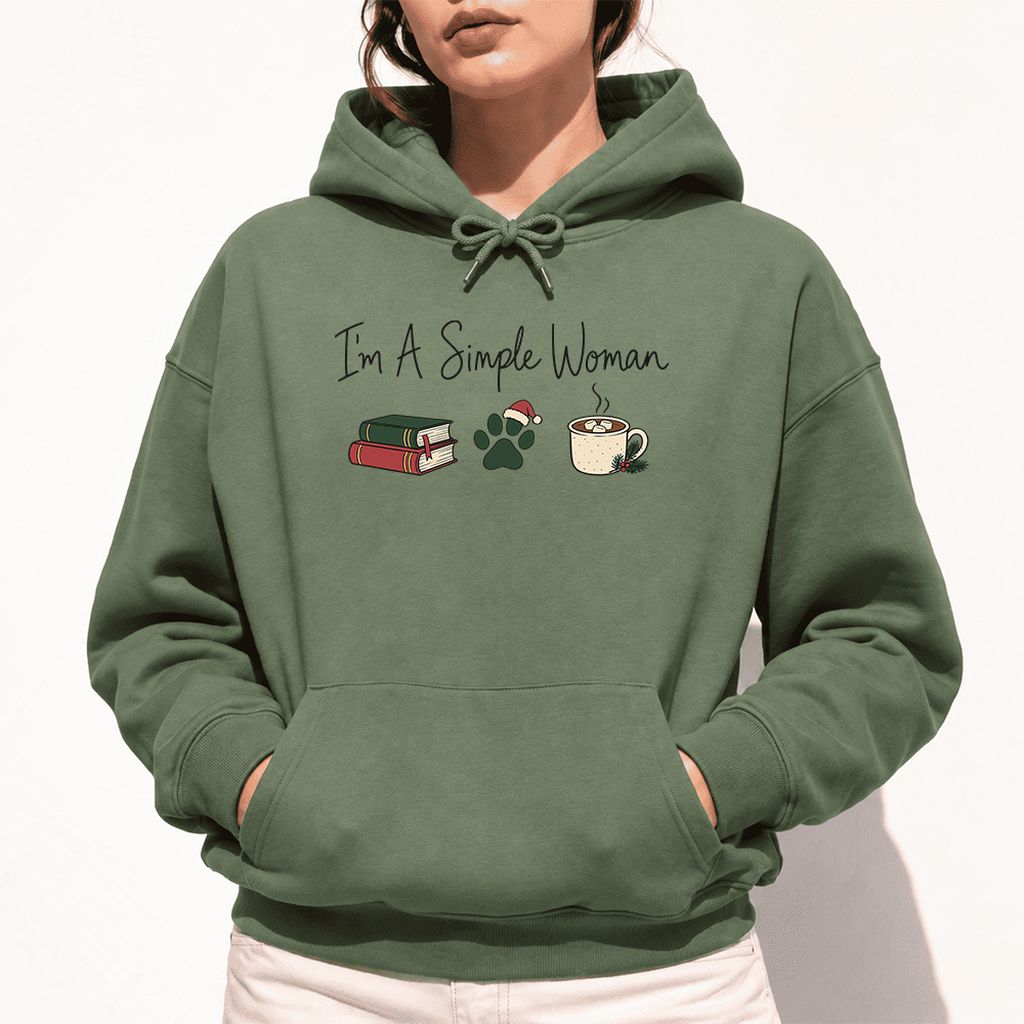 I'm A Simple Woman Softstyle Hoodie | Christmas Reader Gift Military Green