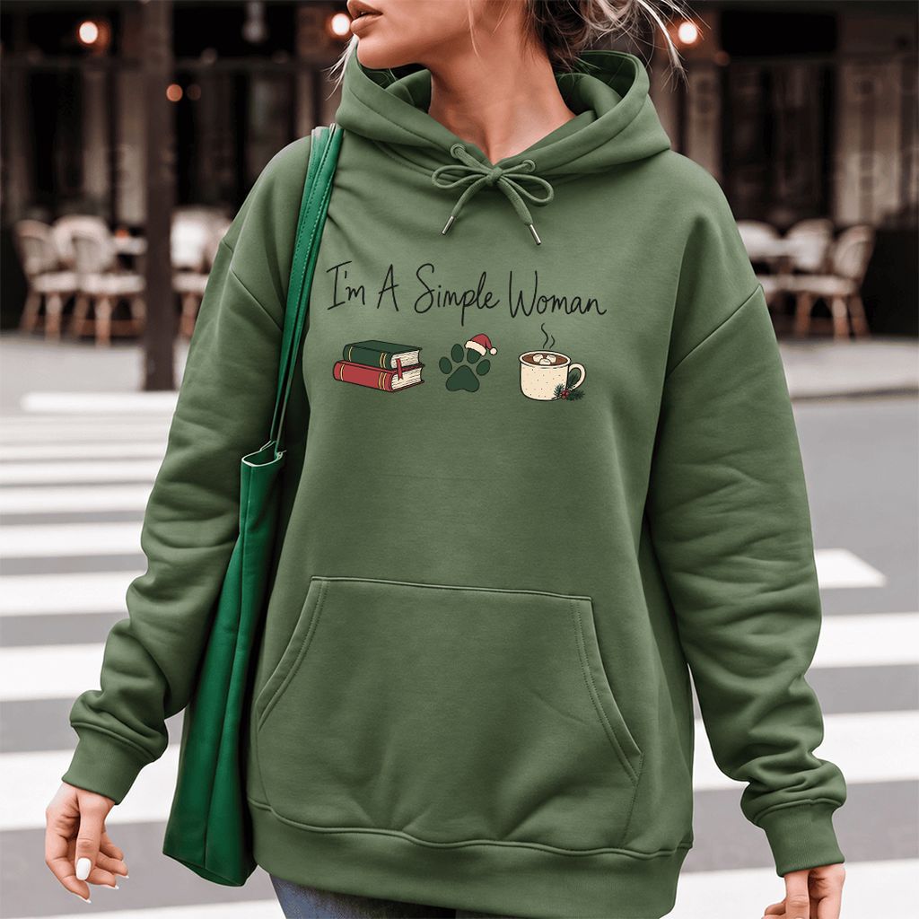 I'm A Simple Woman Softstyle Hoodie | Christmas Reader Gift Military Green