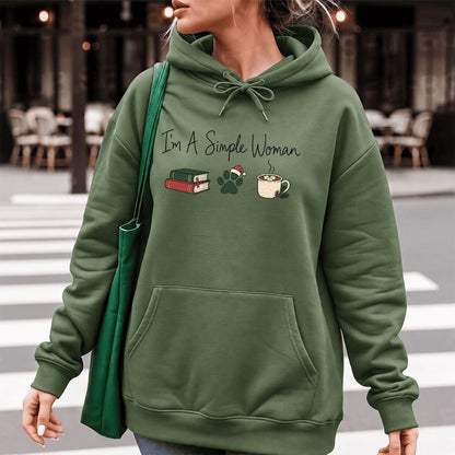I'm A Simple Woman Softstyle Hoodie | Christmas Reader Gift Military Green
