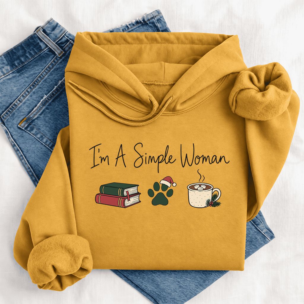 I'm A Simple Woman Softstyle Hoodie | Christmas Reader Gift Mustard