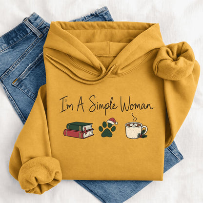 I'm A Simple Woman Softstyle Hoodie | Christmas Reader Gift Mustard