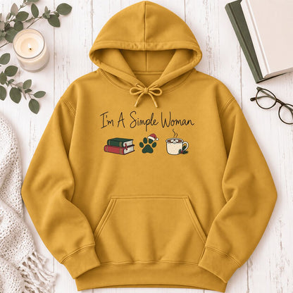 I'm A Simple Woman Softstyle Hoodie | Christmas Reader Gift Mustard