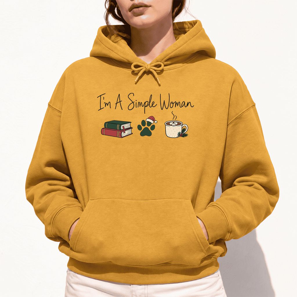 I'm A Simple Woman Softstyle Hoodie | Christmas Reader Gift Mustard