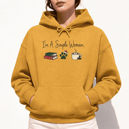 I'm A Simple Woman Softstyle Hoodie | Christmas Reader Gift Mustard