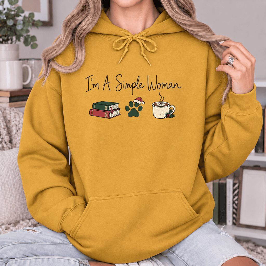 I'm A Simple Woman Softstyle Hoodie | Christmas Reader Gift Mustard