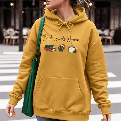 I'm A Simple Woman Softstyle Hoodie | Christmas Reader Gift Mustard