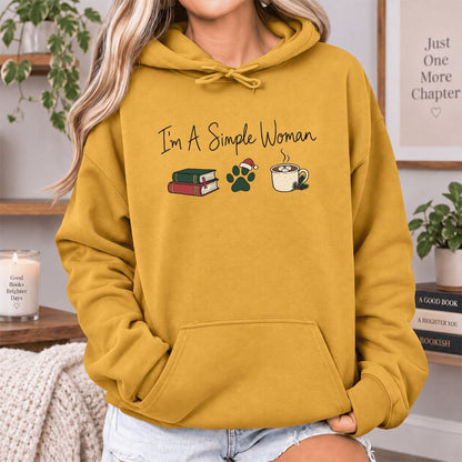 I'm A Simple Woman Softstyle Hoodie | Christmas Reader Gift Mustard