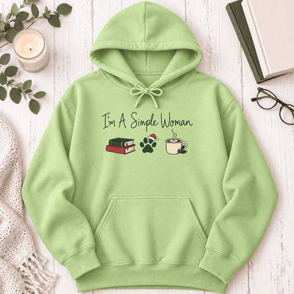 I'm A Simple Woman Softstyle Hoodie | Christmas Reader Gift Pistachio
