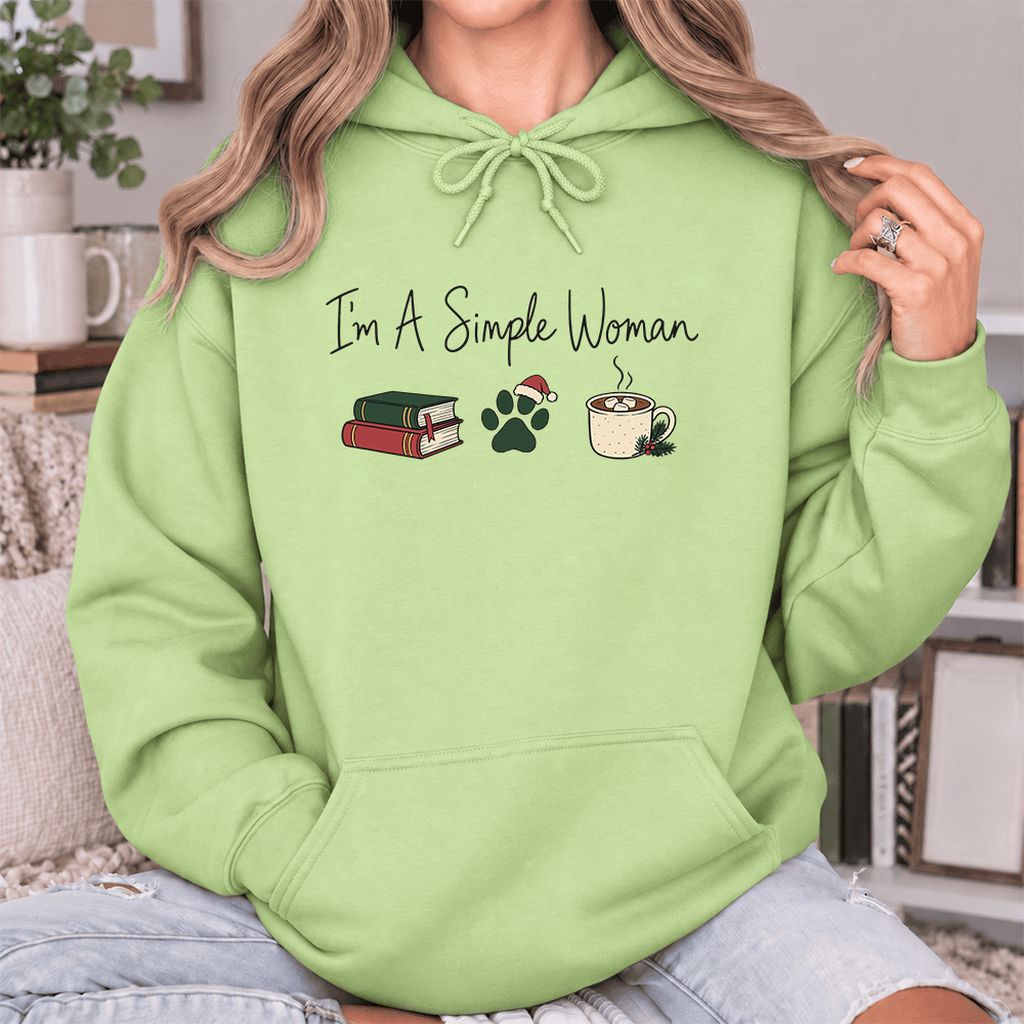 I'm A Simple Woman Softstyle Hoodie | Christmas Reader Gift Pistachio