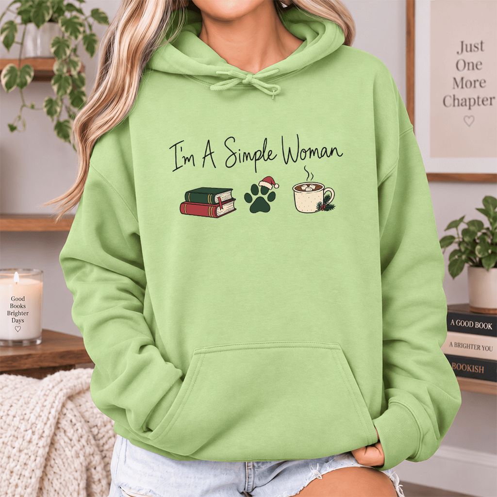 I'm A Simple Woman Softstyle Hoodie | Christmas Reader Gift Pistachio