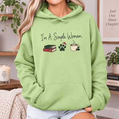 I'm A Simple Woman Softstyle Hoodie | Christmas Reader Gift Pistachio