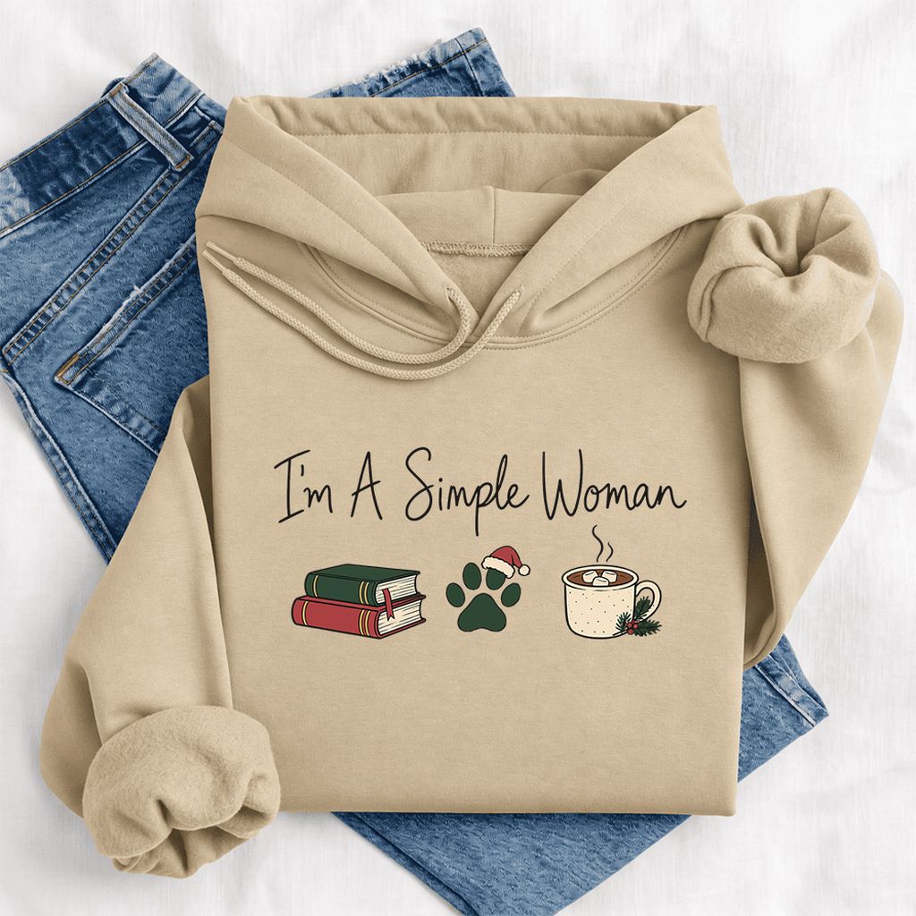 I'm A Simple Woman Softstyle Hoodie | Christmas Reader Gift Sand