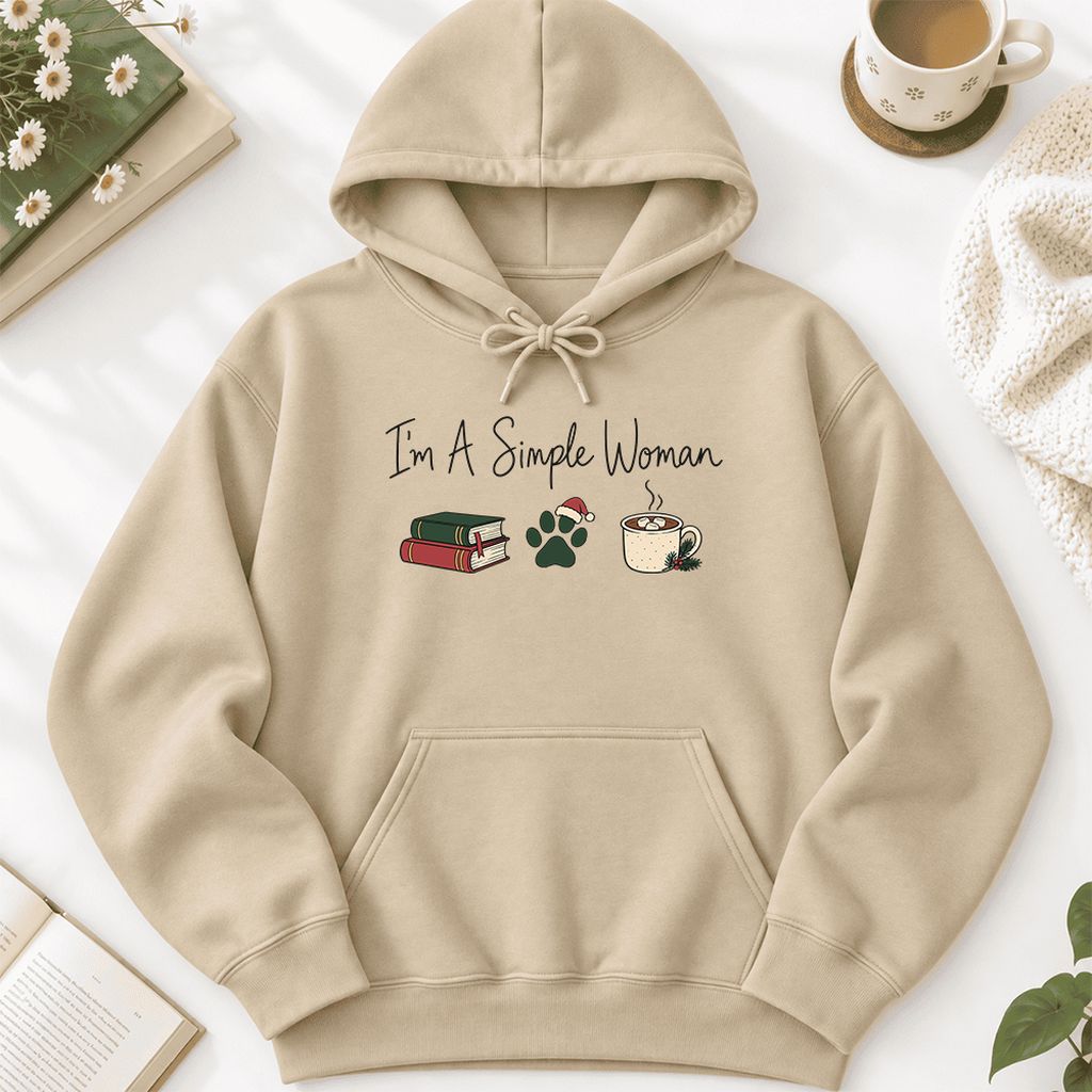 I'm A Simple Woman Softstyle Hoodie | Christmas Reader Gift Sand