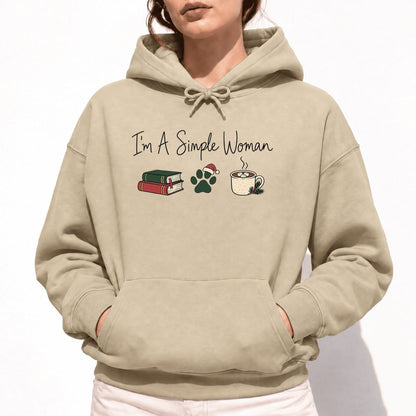 I'm A Simple Woman Softstyle Hoodie | Christmas Reader Gift Sand