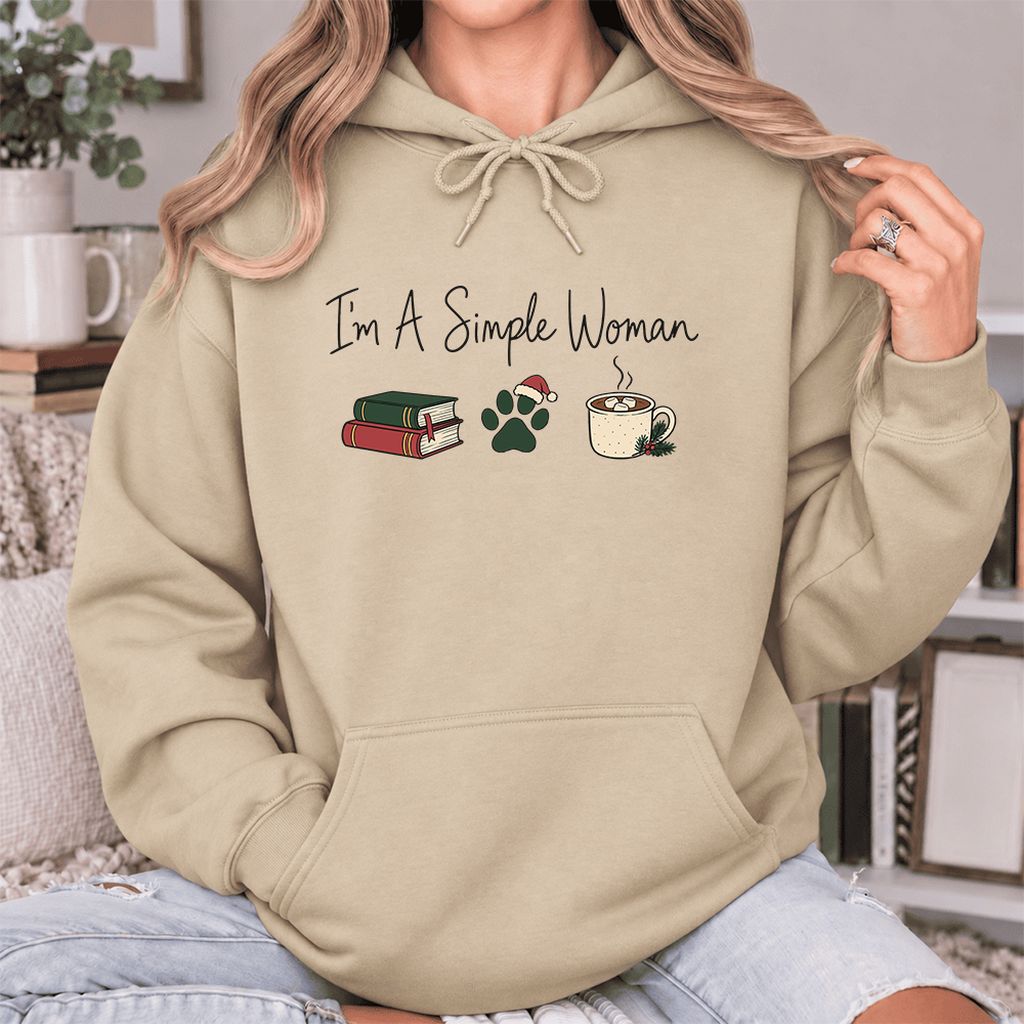 I'm A Simple Woman Softstyle Hoodie | Christmas Reader Gift Sand