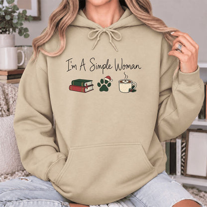I'm A Simple Woman Softstyle Hoodie | Christmas Reader Gift Sand