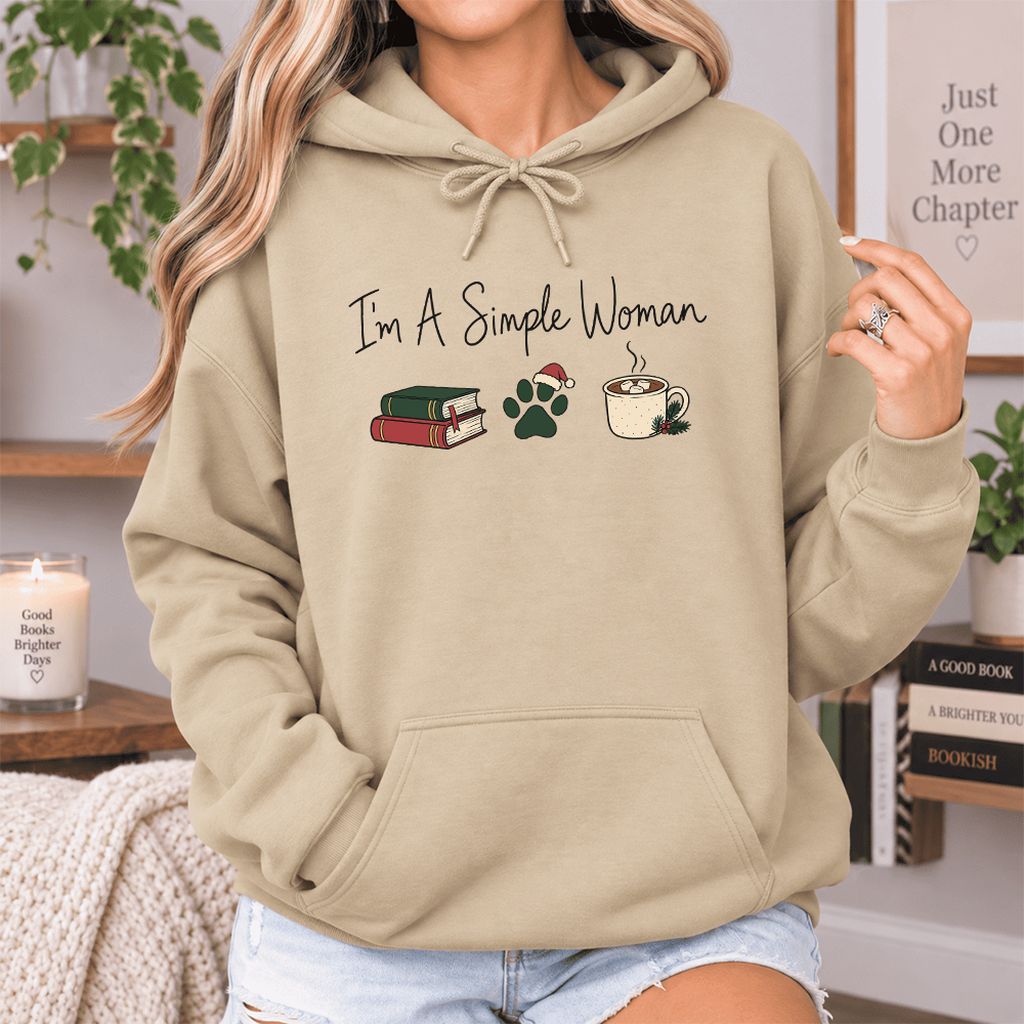 I'm A Simple Woman Softstyle Hoodie | Christmas Reader Gift Sand