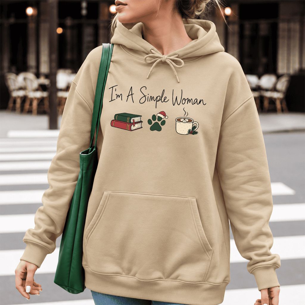 I'm A Simple Woman Softstyle Hoodie | Christmas Reader Gift Sand