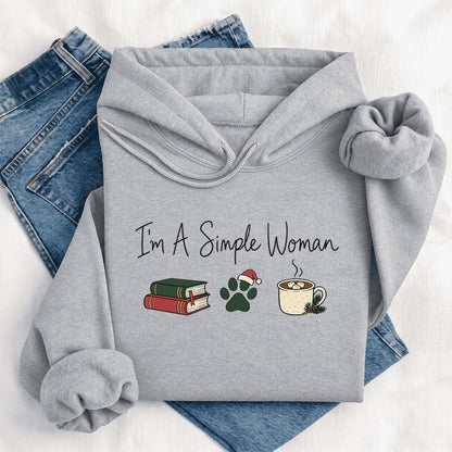 I'm A Simple Woman Softstyle Hoodie | Christmas Reader Gift Sport Grey
