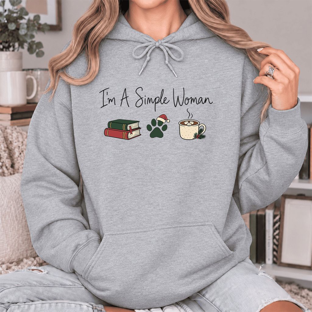 I'm A Simple Woman Softstyle Hoodie | Christmas Reader Gift Sport Grey