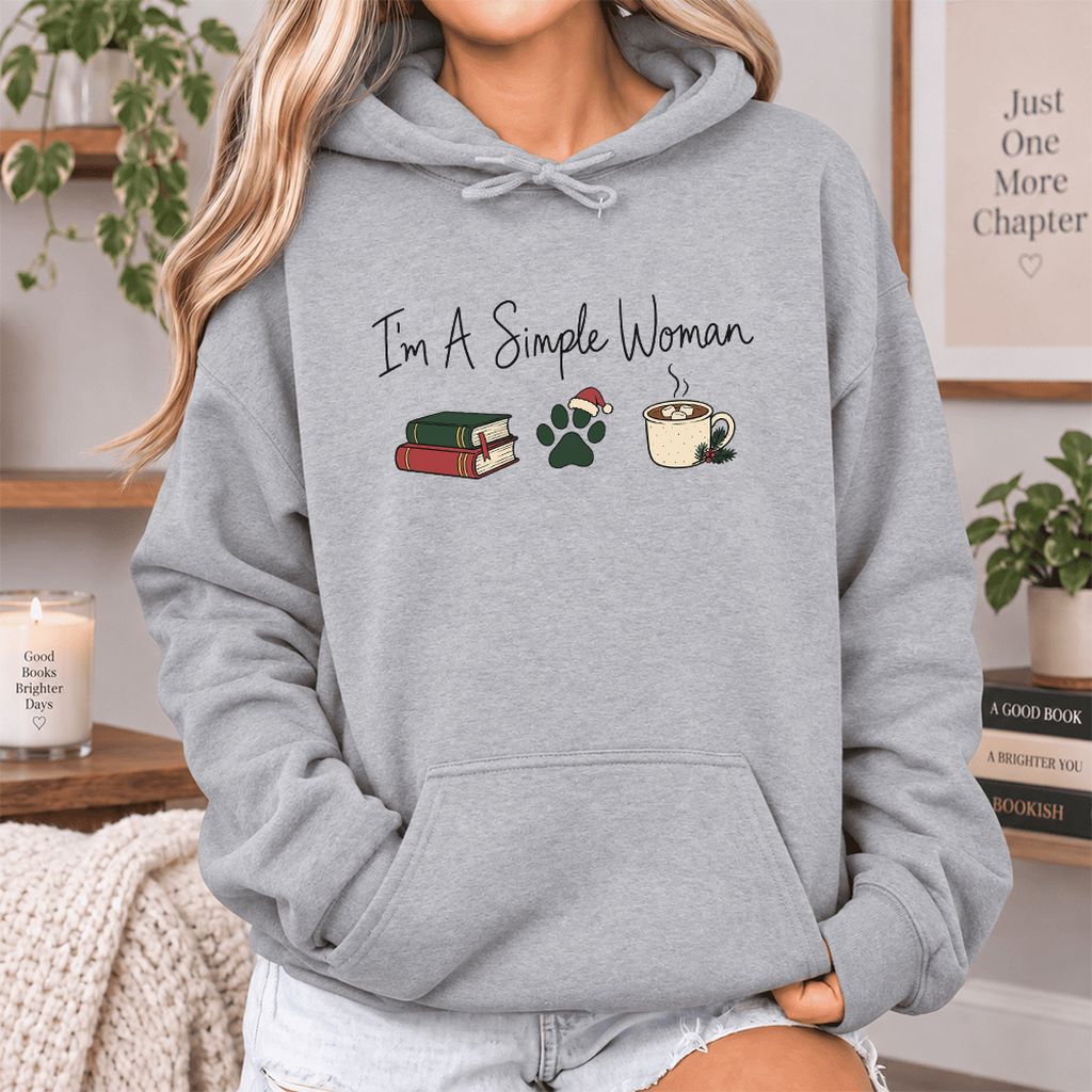 I'm A Simple Woman Softstyle Hoodie | Christmas Reader Gift Sport Grey