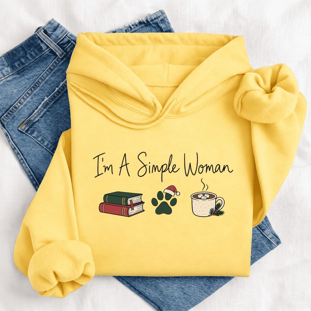 I'm A Simple Woman Softstyle Hoodie | Christmas Reader Gift Yellow Haze