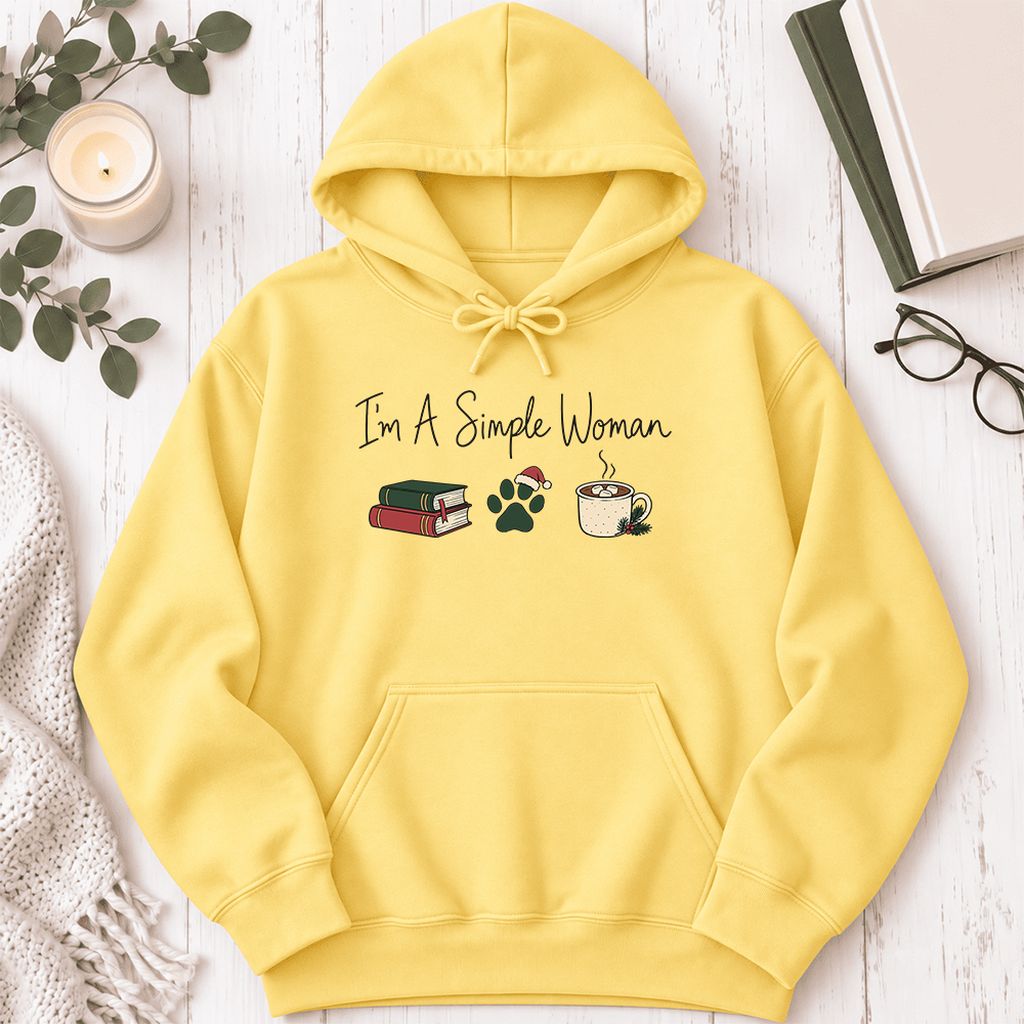 I'm A Simple Woman Softstyle Hoodie | Christmas Reader Gift Yellow Haze
