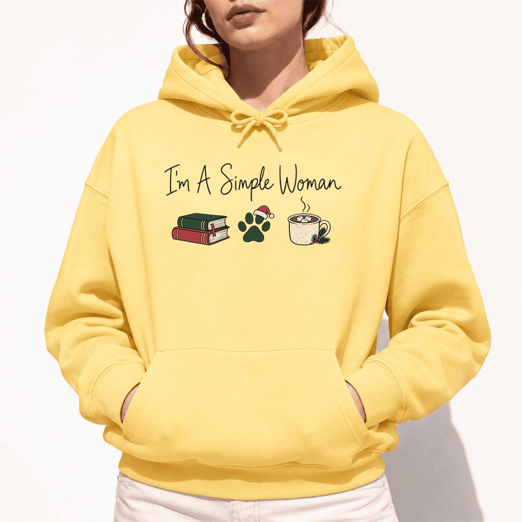 I'm A Simple Woman Softstyle Hoodie | Christmas Reader Gift Yellow Haze