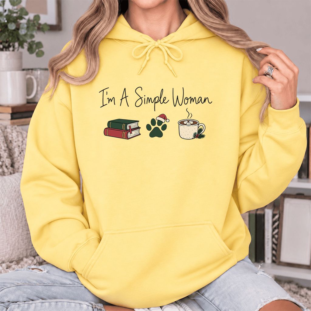 I'm A Simple Woman Softstyle Hoodie | Christmas Reader Gift Yellow Haze