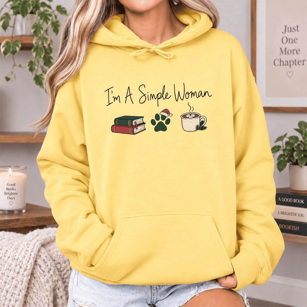 I'm A Simple Woman Softstyle Hoodie | Christmas Reader Gift Yellow Haze