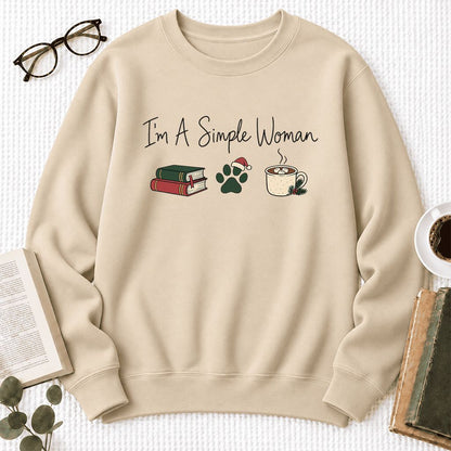 I'm A Simple Woman Softstyle Sweatshirt | Christmas Book Lover Gift Sand