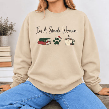 I'm A Simple Woman Softstyle Sweatshirt | Christmas Book Lover Gift Sand