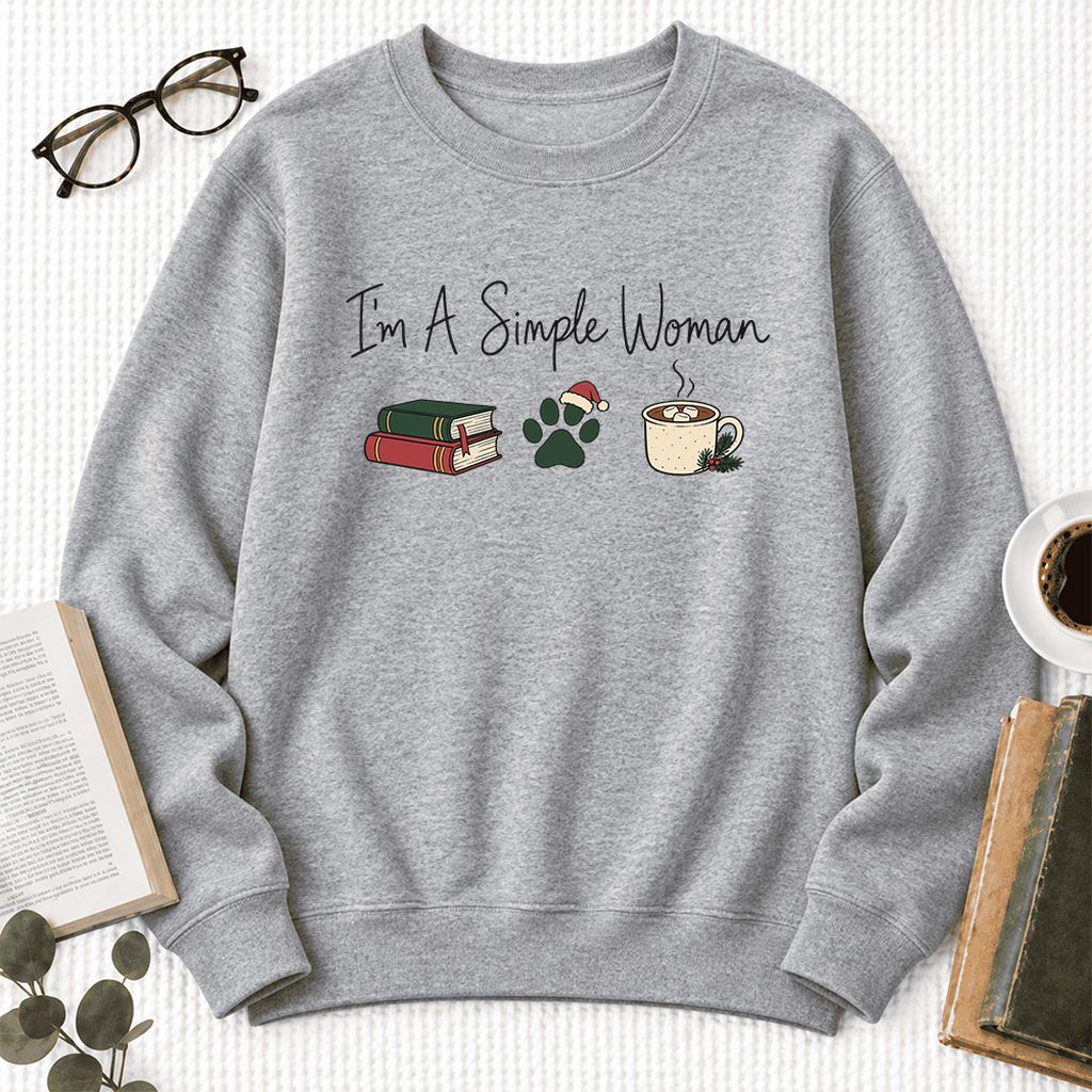 I'm A Simple Woman Softstyle Sweatshirt | Christmas Book Lover Gift Sport Grey