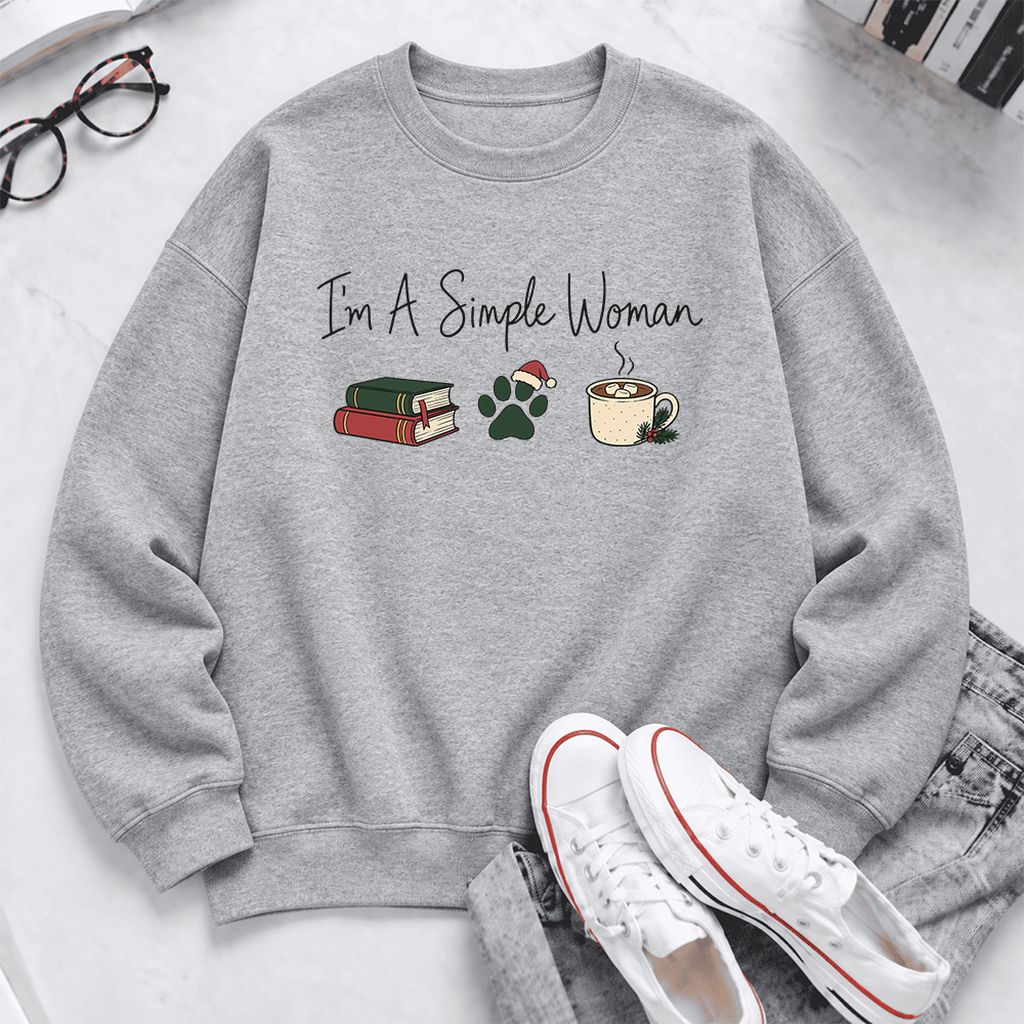 I'm A Simple Woman Softstyle Sweatshirt | Christmas Book Lover Gift Sport Grey