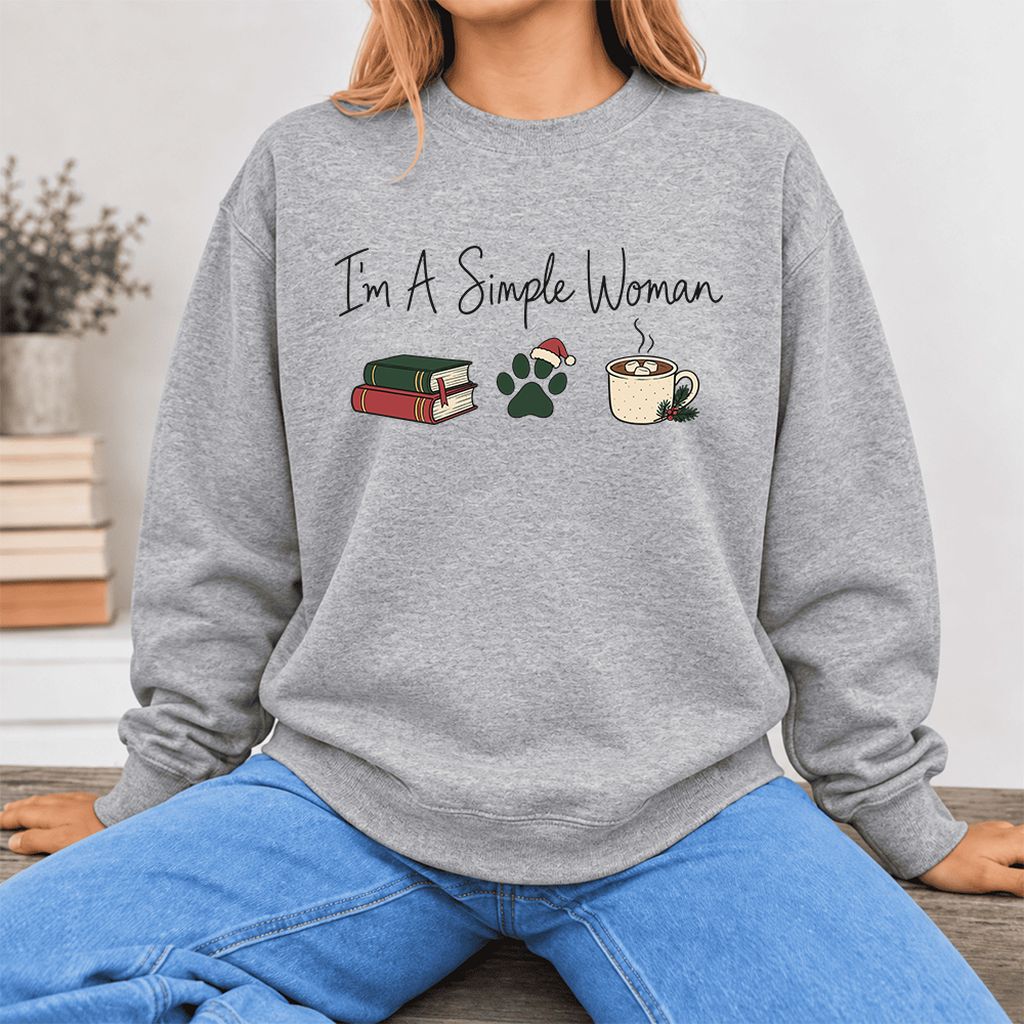 I'm A Simple Woman Softstyle Sweatshirt | Christmas Book Lover Gift Sport Grey