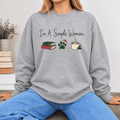 I'm A Simple Woman Softstyle Sweatshirt | Christmas Book Lover Gift Sport Grey