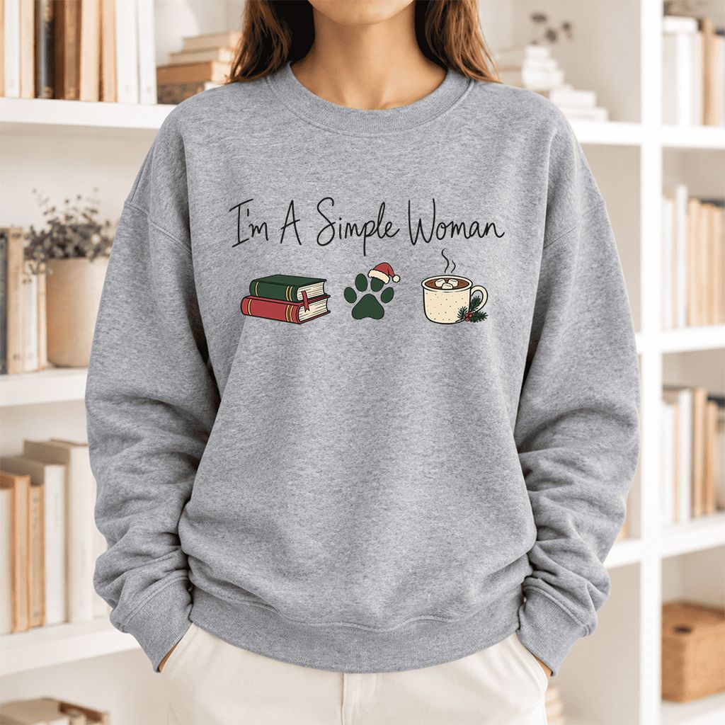 I'm A Simple Woman Softstyle Sweatshirt | Christmas Book Lover Gift Sport Grey