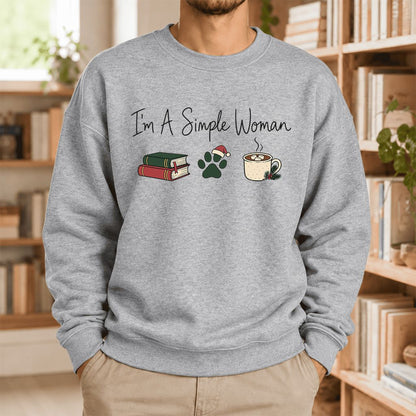 I'm A Simple Woman Softstyle Sweatshirt | Christmas Book Lover Gift Sport Grey